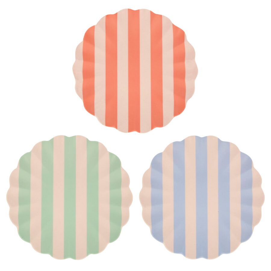 Color Stripe Bamboo Dinner Plates Set of 6