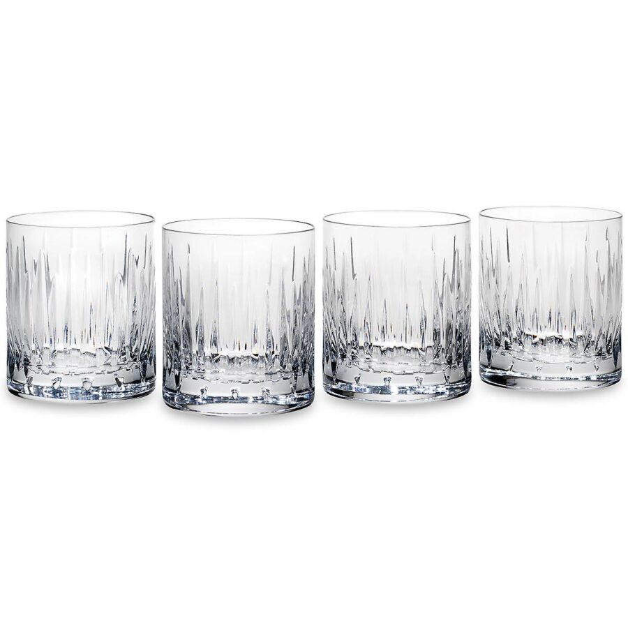 Radiating Cut Crystal Double Old Fashioned Glasses, Set of 4