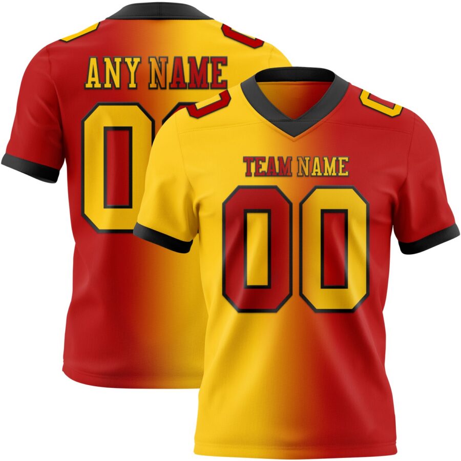 Custom Red Yellow-Black Authentic Gradient Fashion Football Jersey