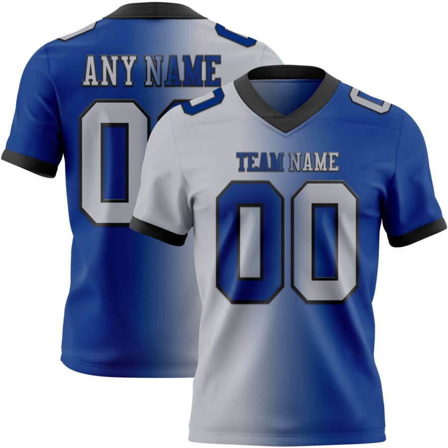 Custom Royal Gray-Black Authentic Gradient Fashion Football Jersey