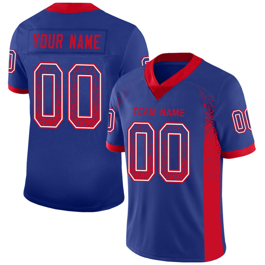 Custom Royal Scarlet-White Drift Fashion Football Jersey